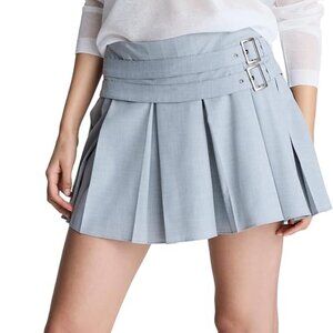 Kenneth Cole Double Belted Women's Grey Dusk Pleated Mini Skort Size-6-NEW